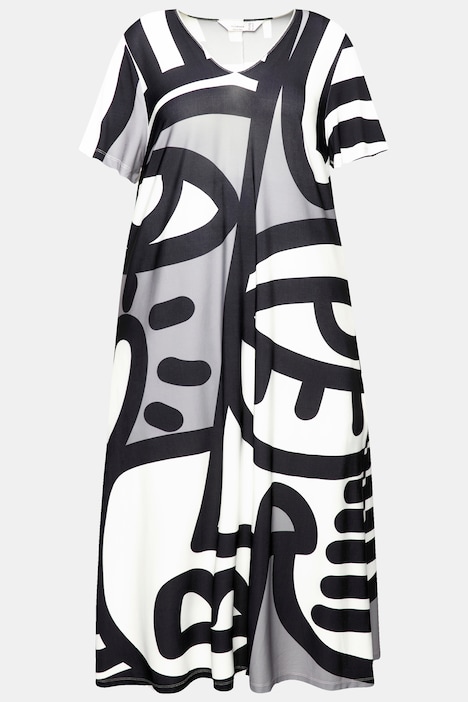 Midikleid, A-Linie, Grafikdruck