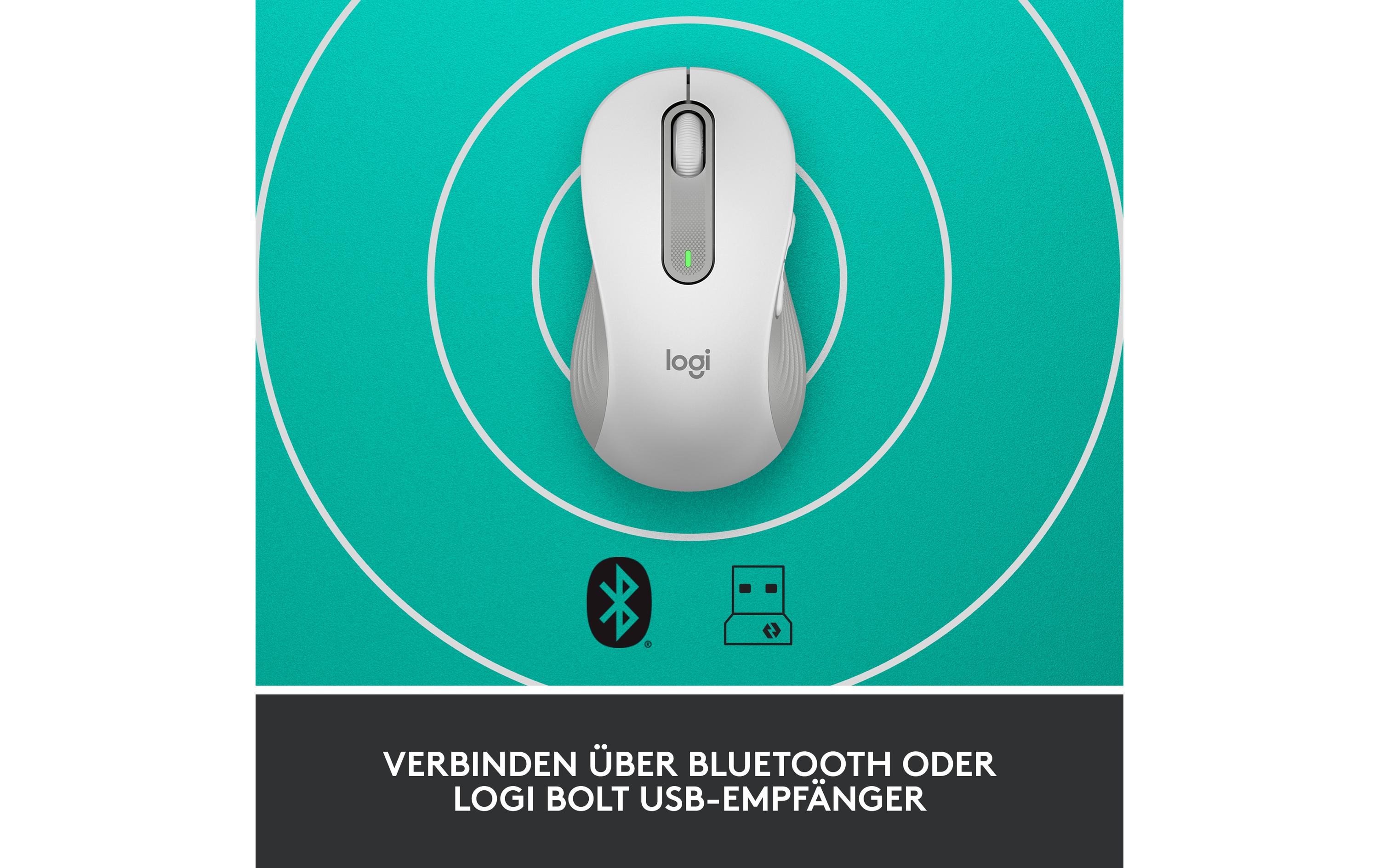 Maus Signature M650 L left WeissPräzise Wireless-Maus mit «Logitech SilentTouch»-Technologie