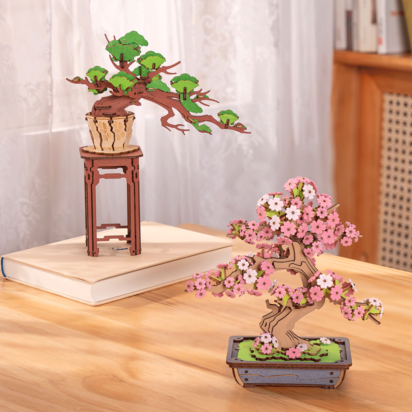 (263-tlg. Set) Rolife 3D Holz Puzzle DIY Modell Bausatz Home Deko Pflanze für Erwachsene (TG415) - Sakura Bonsai