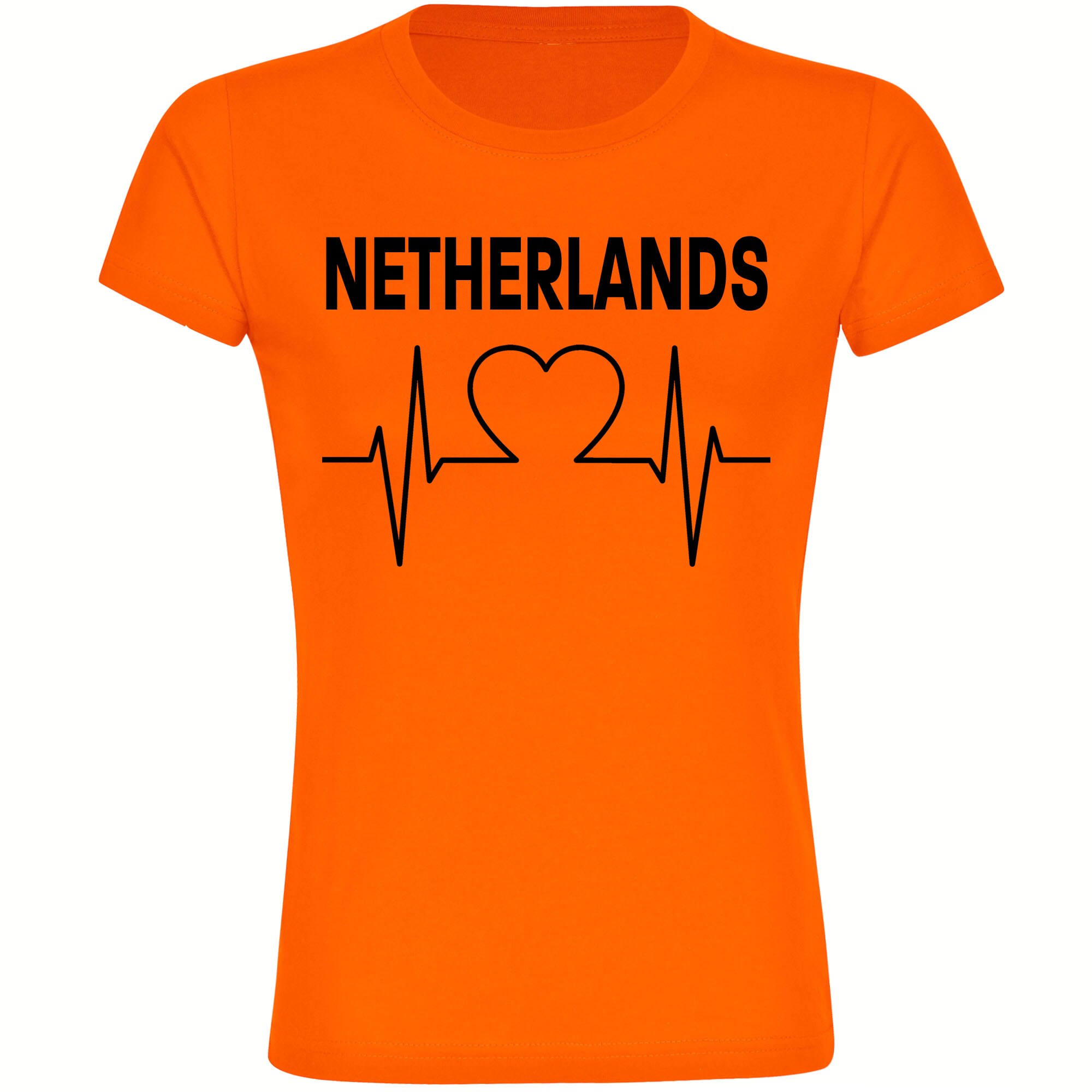 multifanshop® Damen T-Shirt- Netherlands - Herzschlag - Druck schwarz