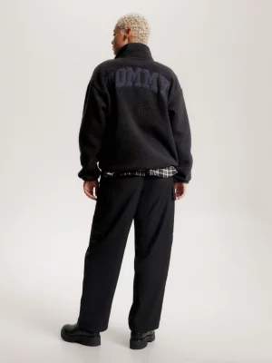 Camisa polo oversized de lã polar reciclada estilo universitário