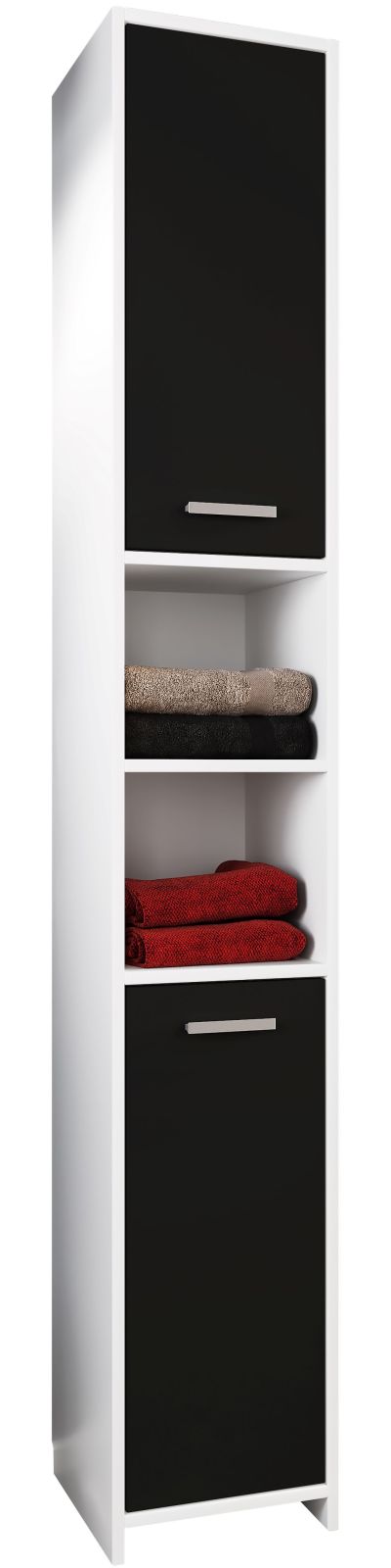 Hochschrank ZALO L - weiß-schwarz - 180 cm