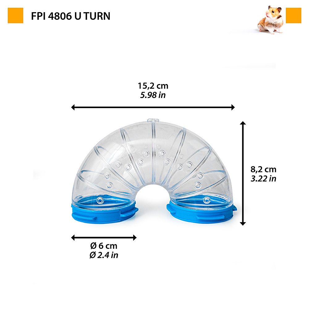 Accessoires pour rongeurs ferplast tube fpi 4806 u turn couleurs multiples hamsters