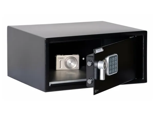 Yale YLC/200/DB2, Fritstående pengeskab, Sort, 2 nøgler, Kombinationslås, Elektronisk, 24 L, Gulv/væg, Batteri