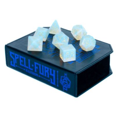 Legendary Spell Fury Opalescent Haze Moonstone Dice Set