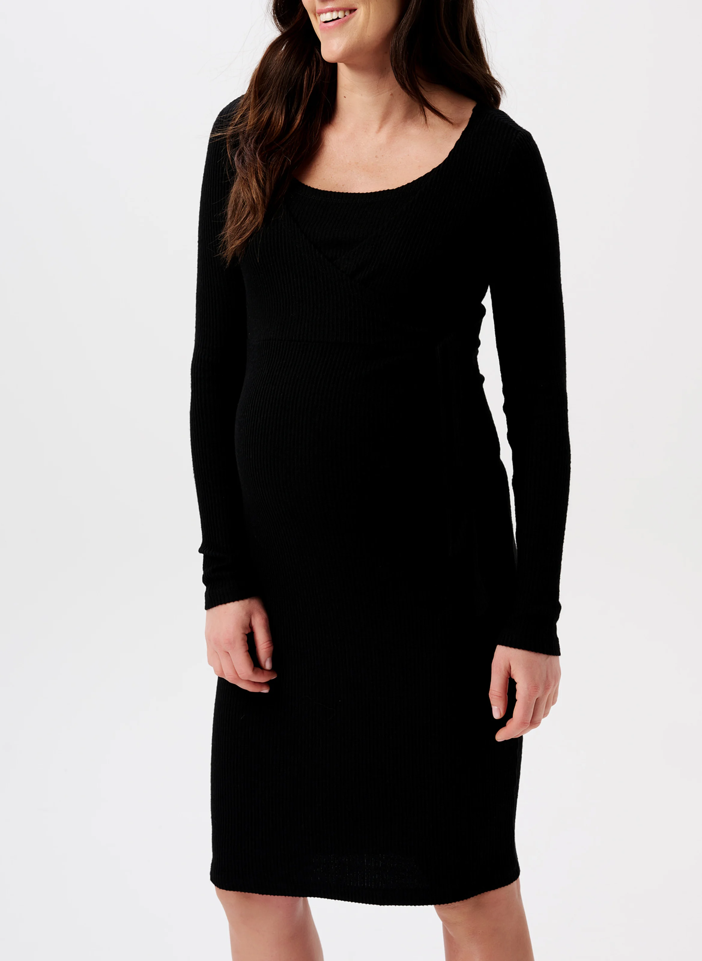 ASA - Robe midi d'allaitement côtelée| Noir