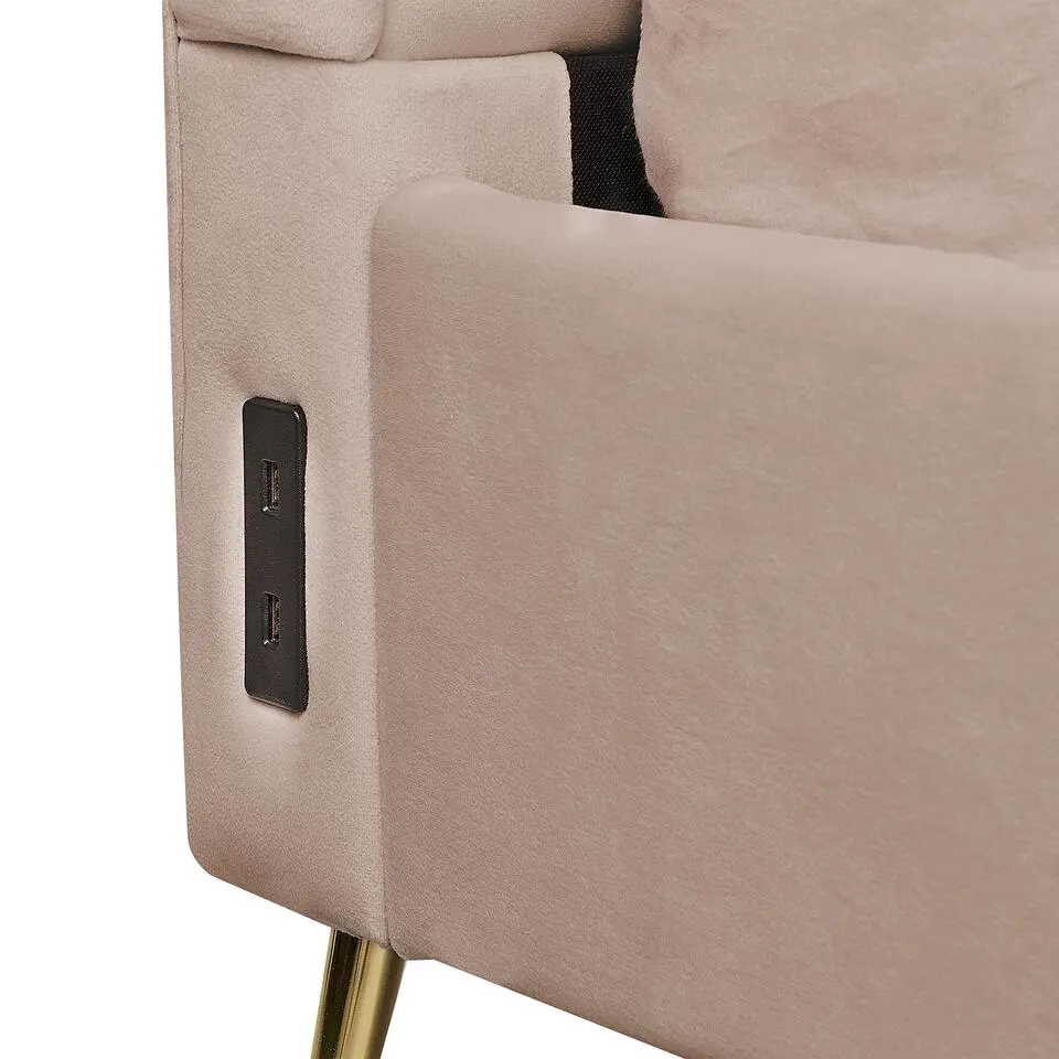 MIRIBEL - Tweepersoonsbed - Taupe - 140x200 - Fluweel