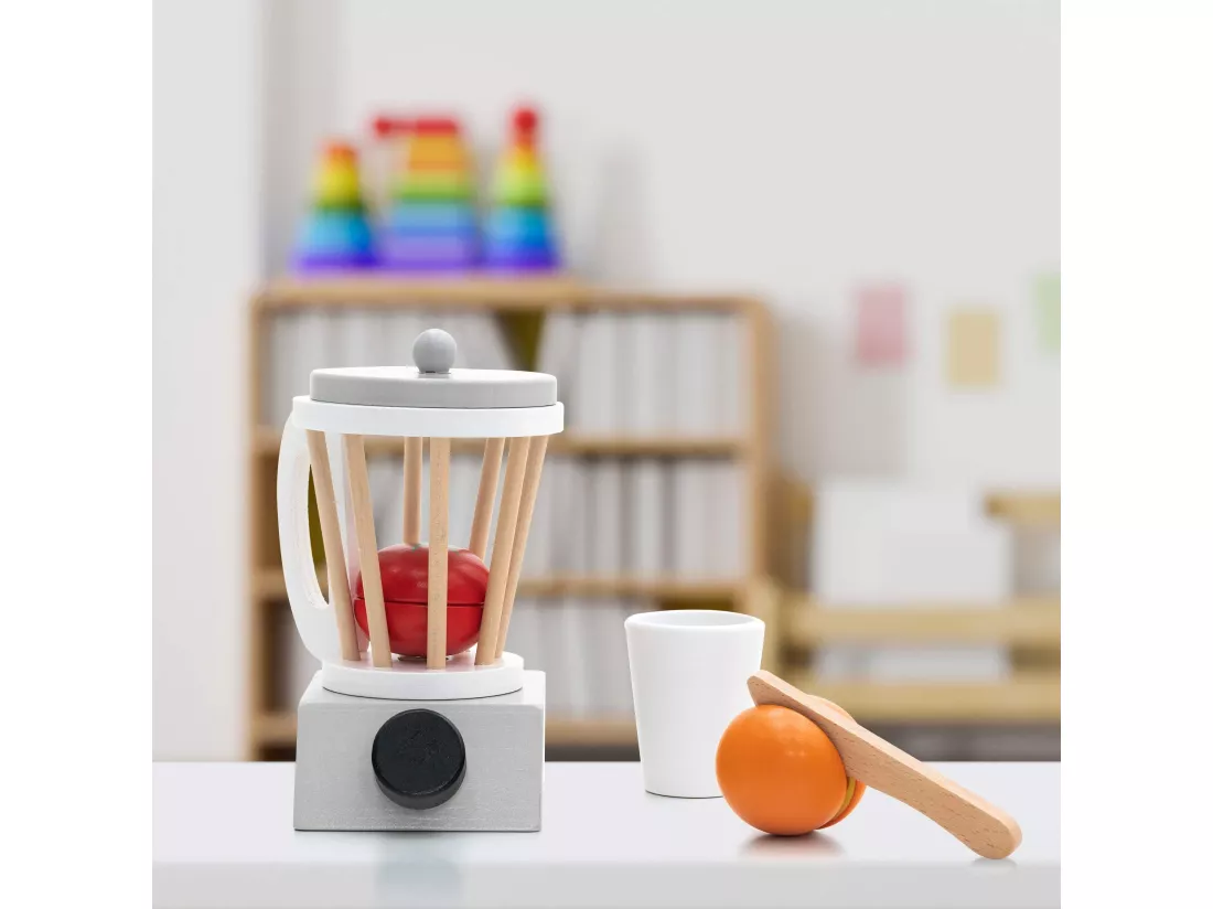 Dinette Set de Cuisine Jouet Montessori Robincool Smoothie Lab 11x9,5x15 cm en Bois Éco avec Accessoires Inclus