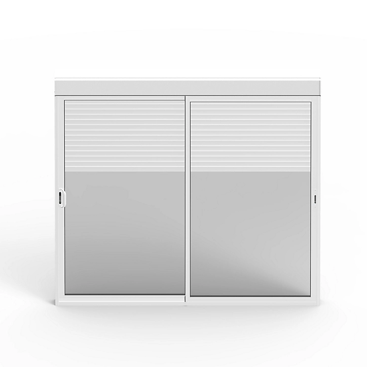 Baie vitrée coulissante 200 x 240 aluminium blanche + volet roulant électrique
