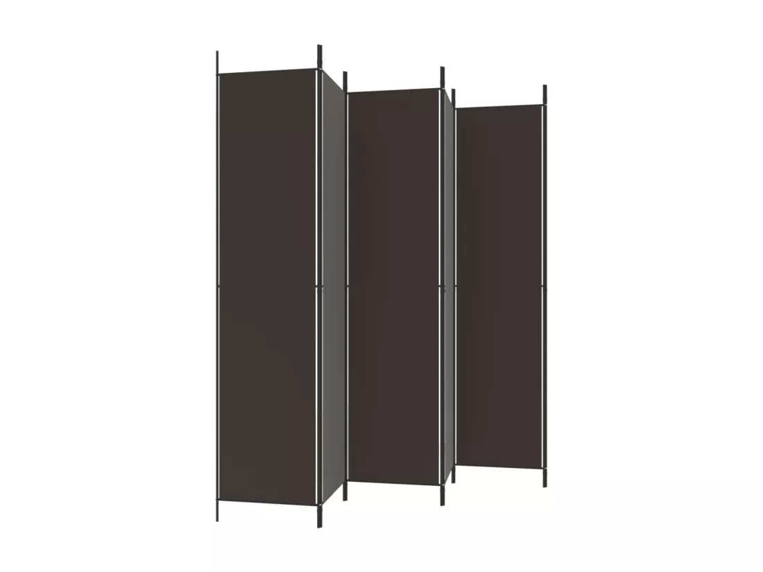 Cloison de séparation 6 panneaux Marron 300x220 cm Tissu