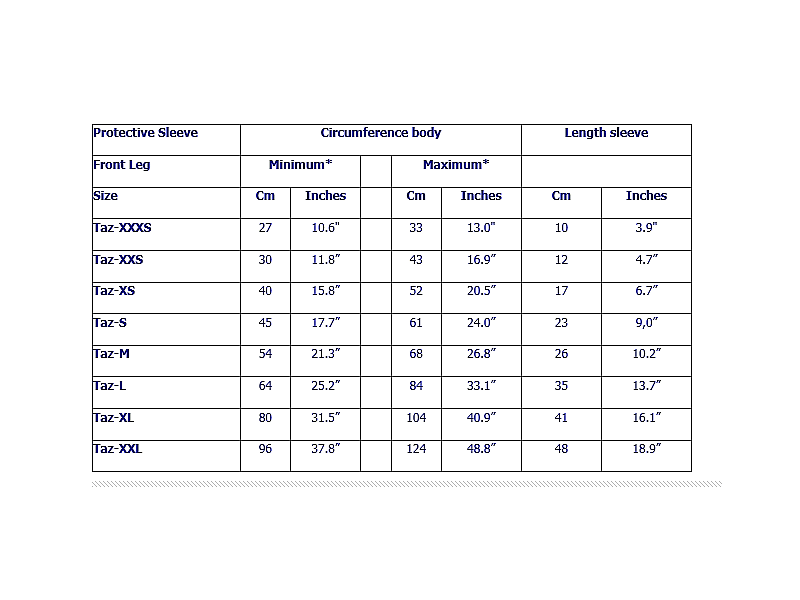 Voorpootmouwtje Taz XXXS Protective Sleeve