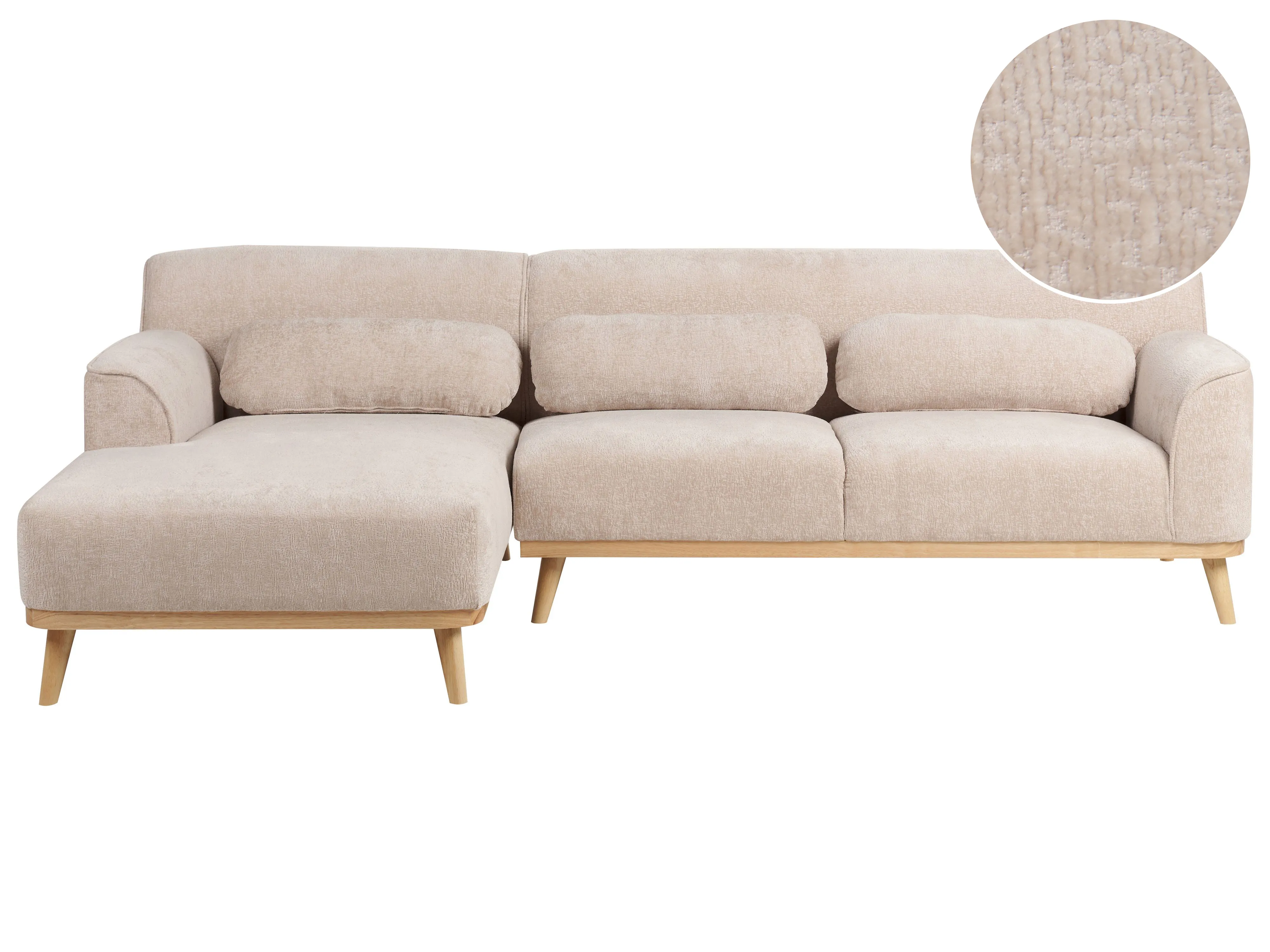 Hoekbank 3-zits SIMOS Chenille Beige rechtszijdig