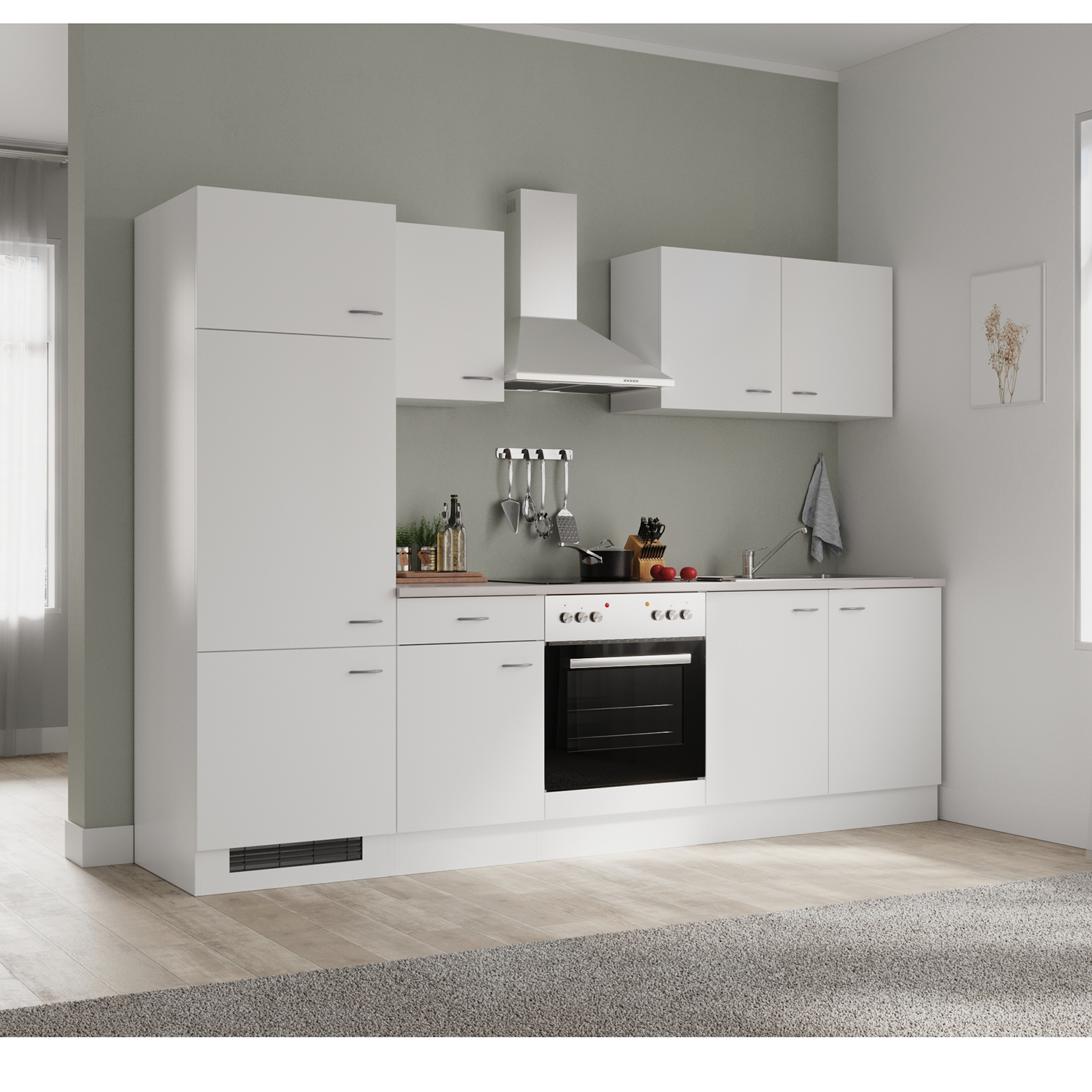 Küchenblock WITO - weiß - mit E-Geräten - 270 cm