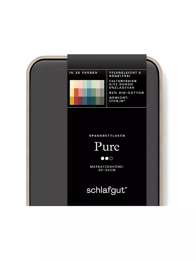 SCHLAFGUT Jersey Spannleintuch PURE 140x200cm Grey Deep L  grau