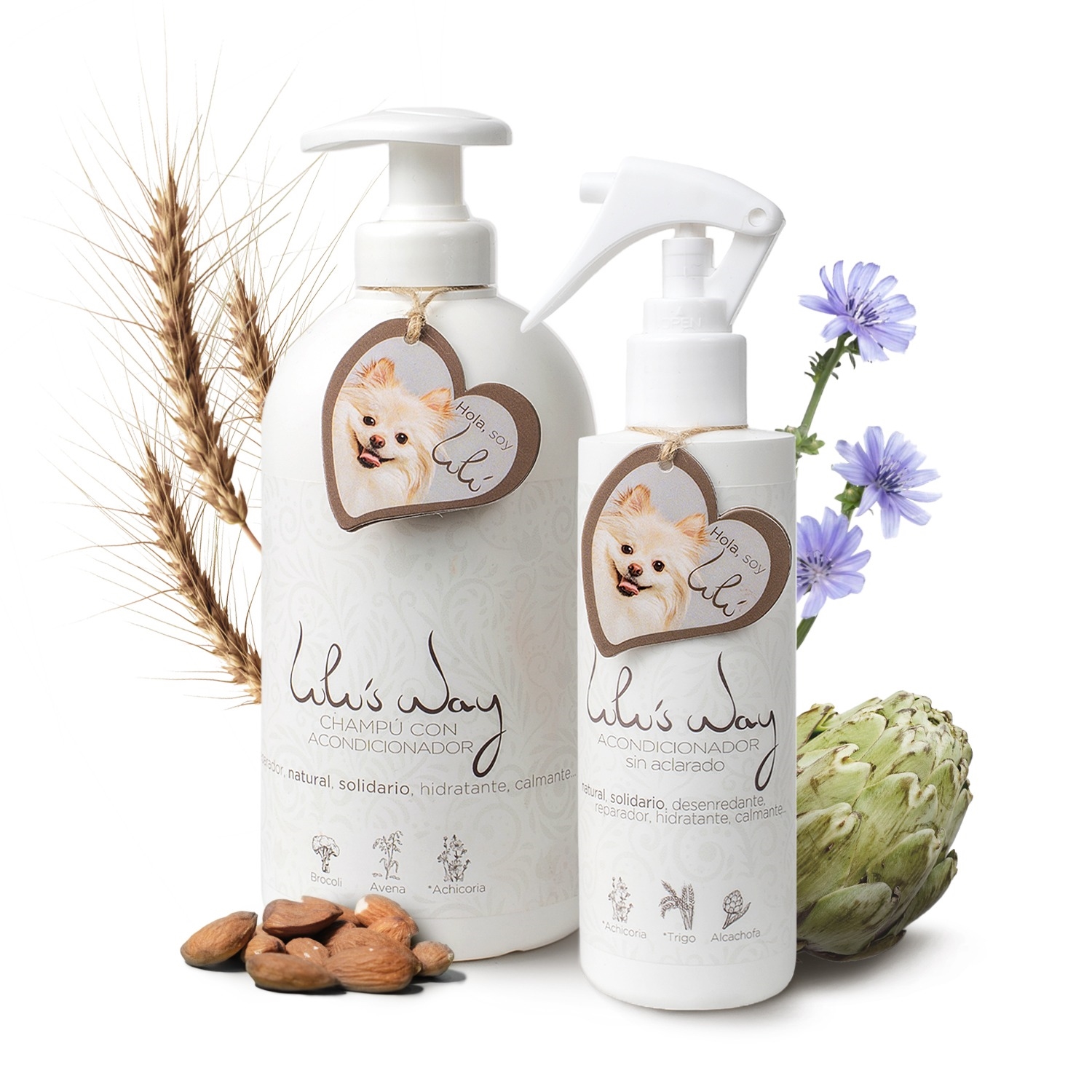 Shampoo natural para cães com condicionador + condicionador sem enxágue para cães