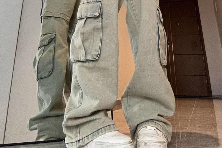 Shineon Studio - High Rise Afneembare Wijde Cargo Jeans