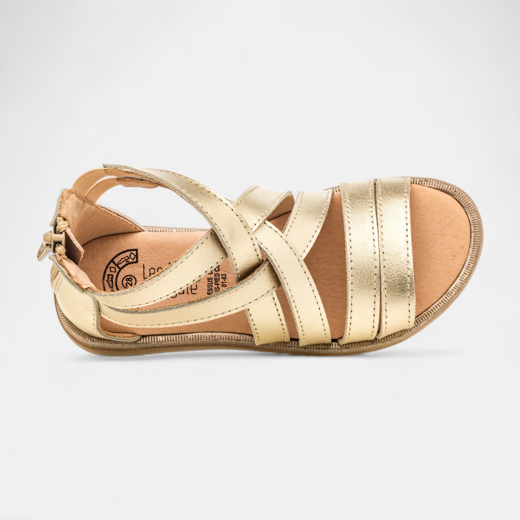 Nu-pieds Fille en cuir or