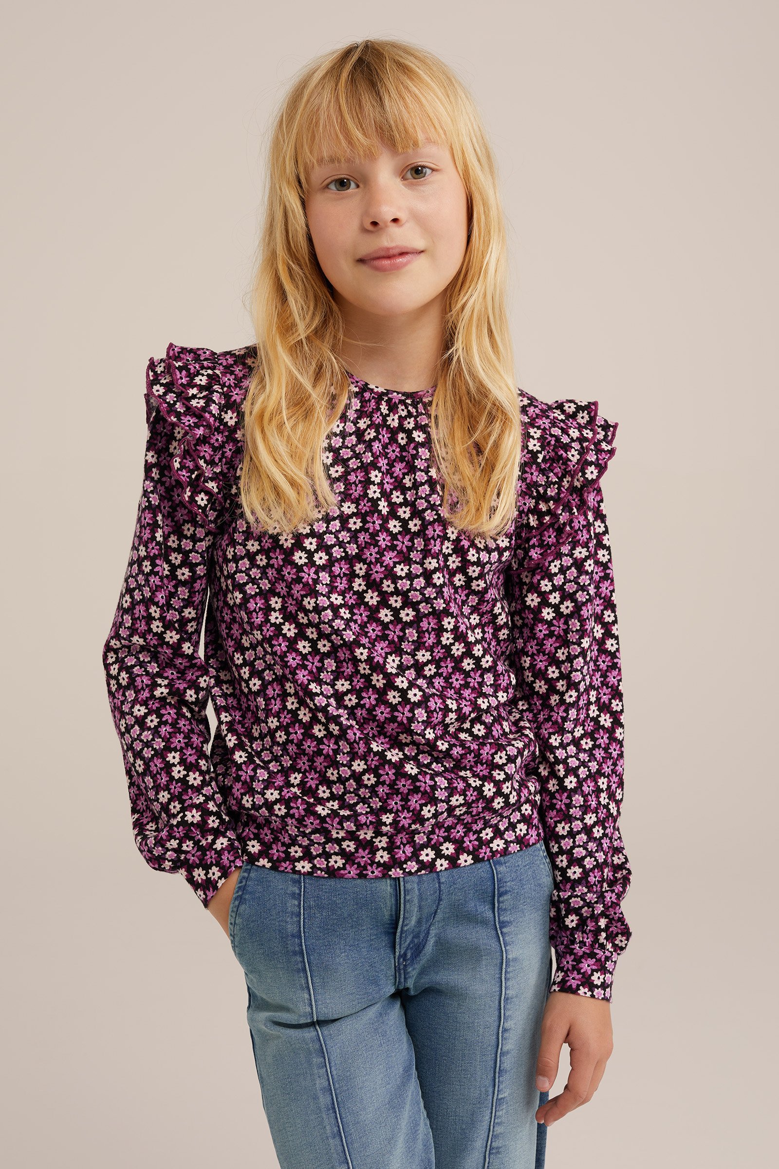 Meisjes T-shirt met dessin WE Fashion Paars