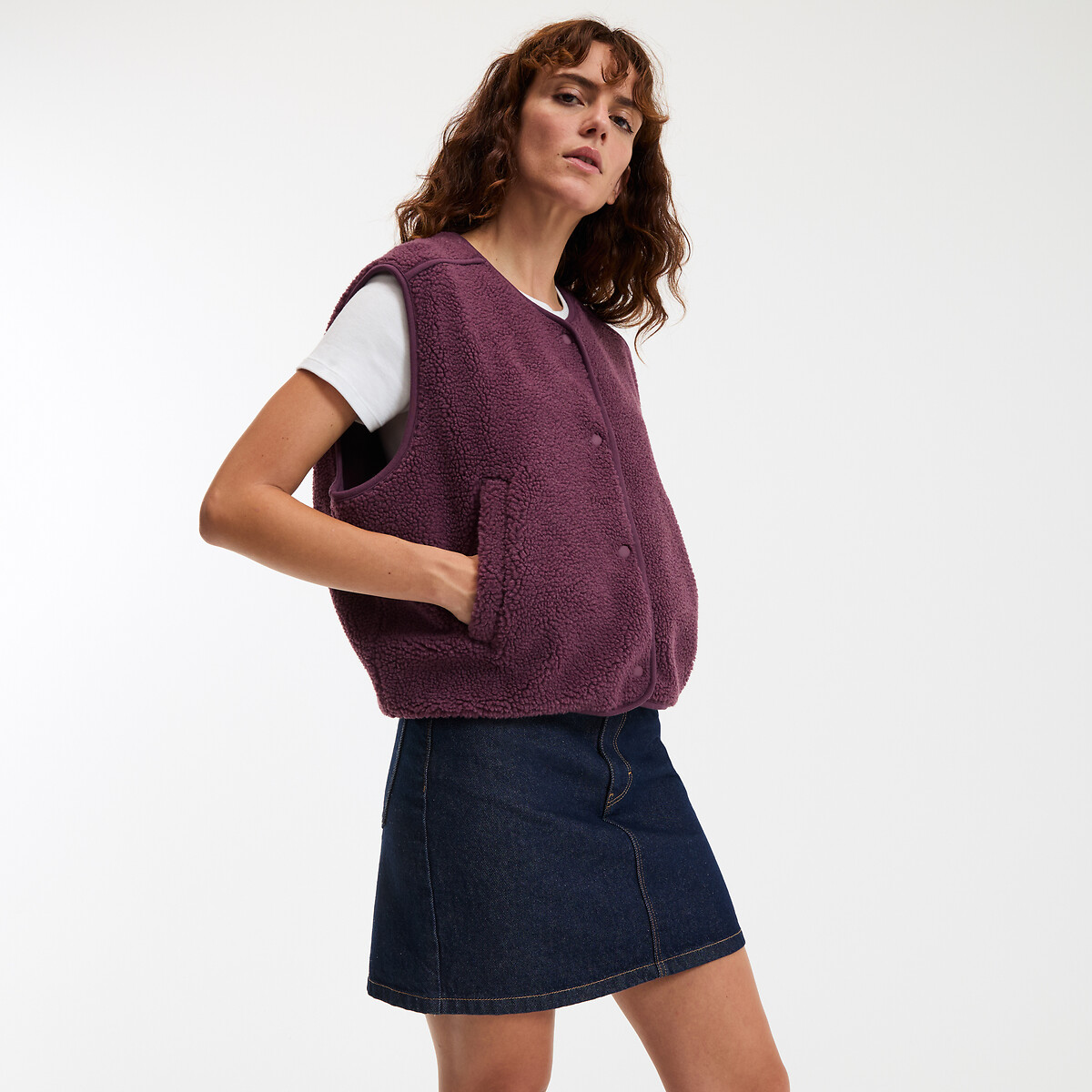COLEÇÕES LA REDOUTE<br>Cardigã sherpa sem mangas