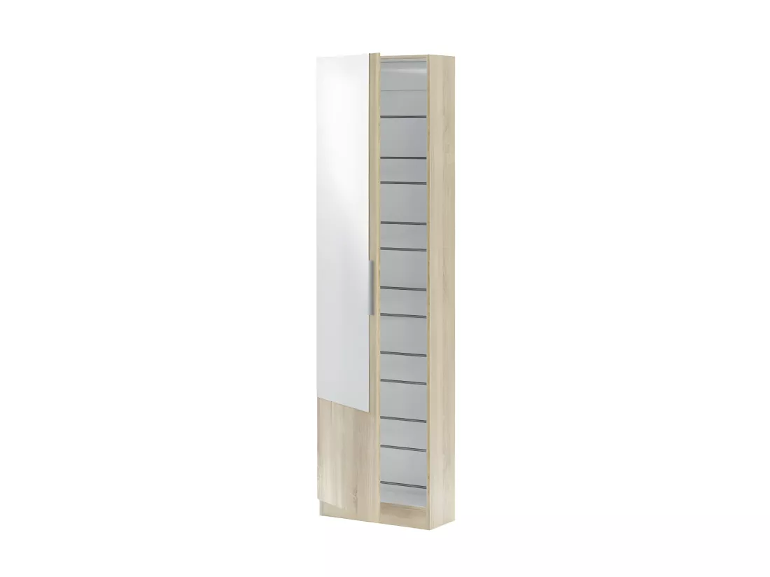Meuble à chaussures avec miroir Chêne clair - ALTO - L 50 x l 22 x H 180 cm