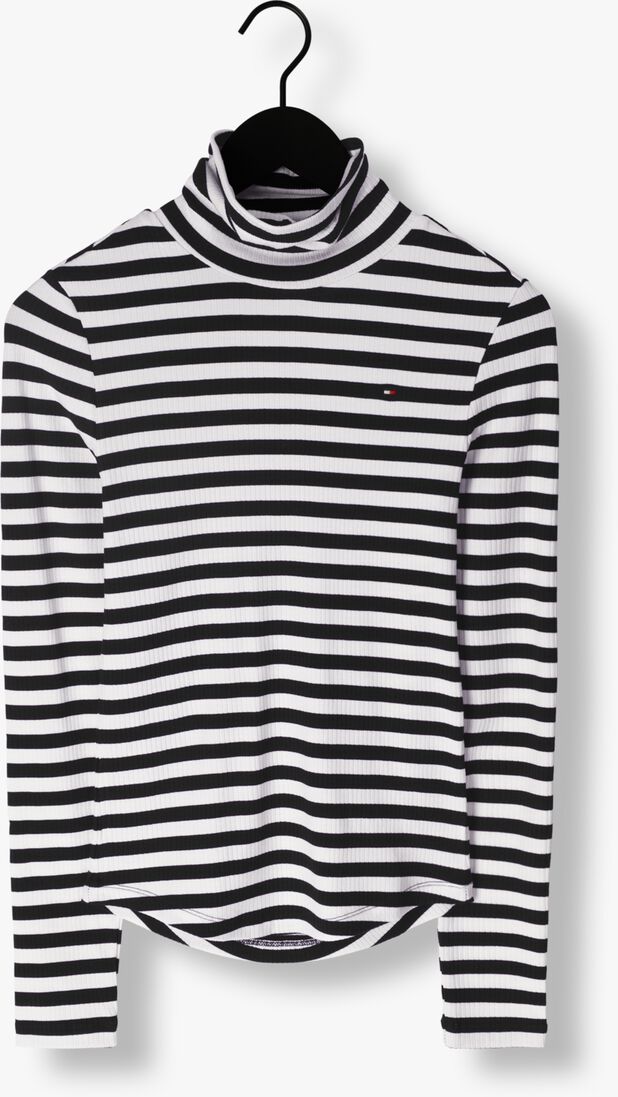 TOMMY HILFIGER zwarte tommy hilfiger coltrui slim 5x2 rib roll-nk ls