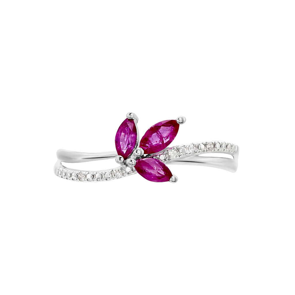 Bague Angie Or Blanc Rubis Et Diamant
