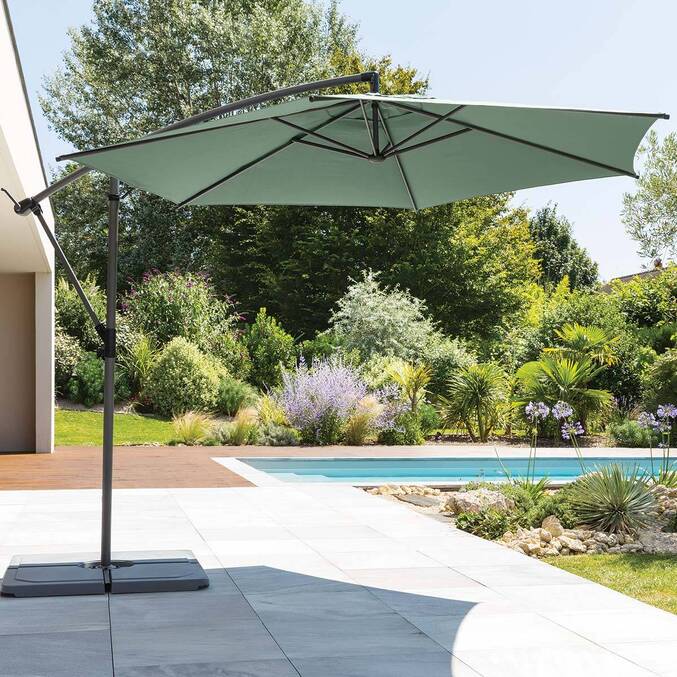 Parasol déporté rond MANOA Vert olive