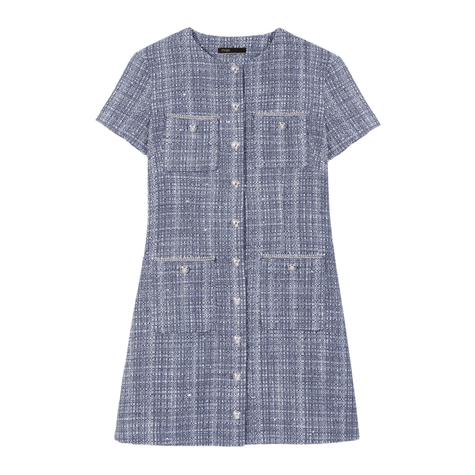 Robe courte col rond en coton mélangé | Gris