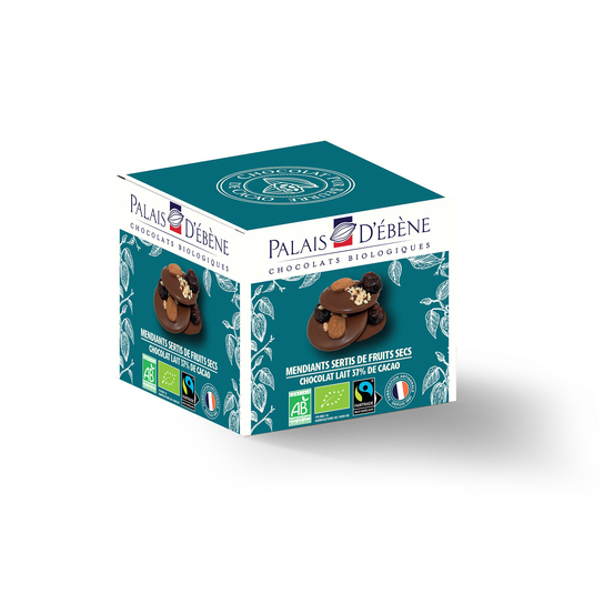 Mendiants sertis de fruit secs au chocolat lait 60g