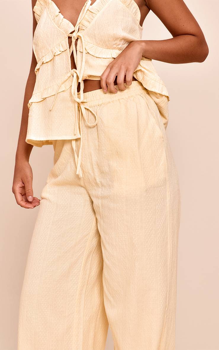 Butter Yellow Pantalon Large Taille Mi-haute Texturé