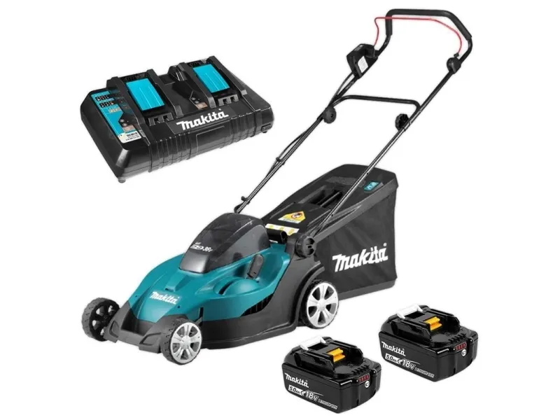 Makita DLM432PT2 - Græsslåmaskine - ledningfri - 18 V - 5 Ah - 2 batterier - 3600 opm - 43 cm - 17.5 kg