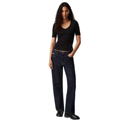 Tee-shirt à manches courtes femme Wovenlabel CALVIN KLEIN