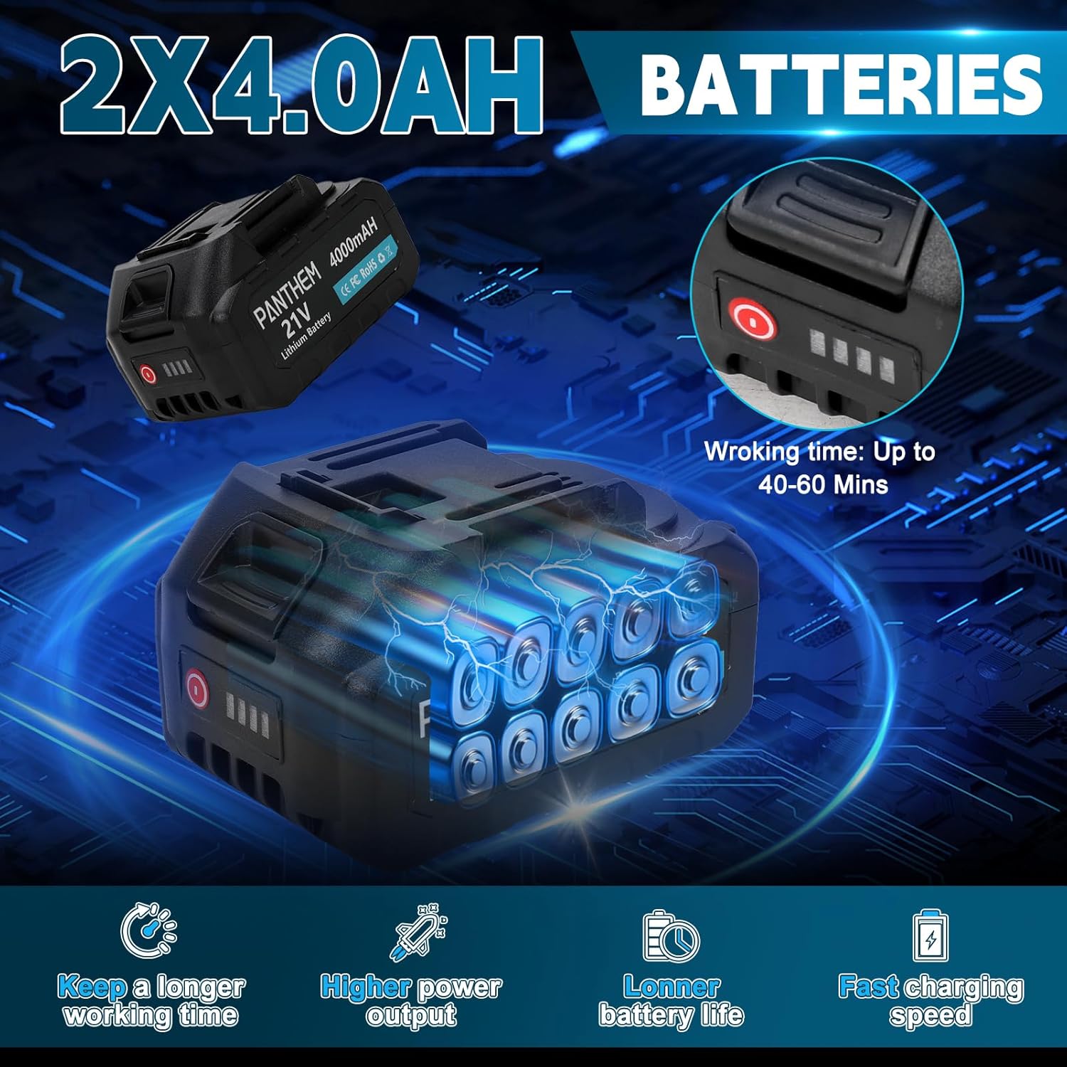 4 in 1 Akku Hochentaster 6 Zoll Mini Kettensäge mit Akku & 45 mm Teleskop Astsäge für Makita 18V, Elektrische Gartenschere, 21V 4000mAh, Baumschere Astschere mit Teleskop Stange