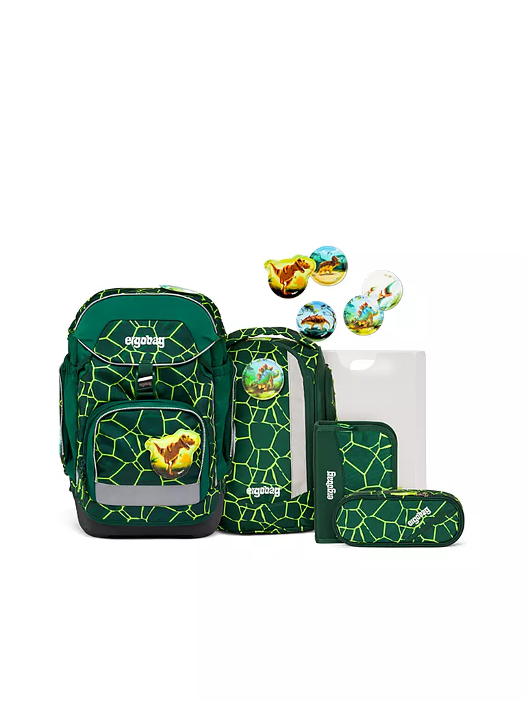 ERGOBAG Schultaschen Set 6tlg PACK - BärRex dunkelgrün