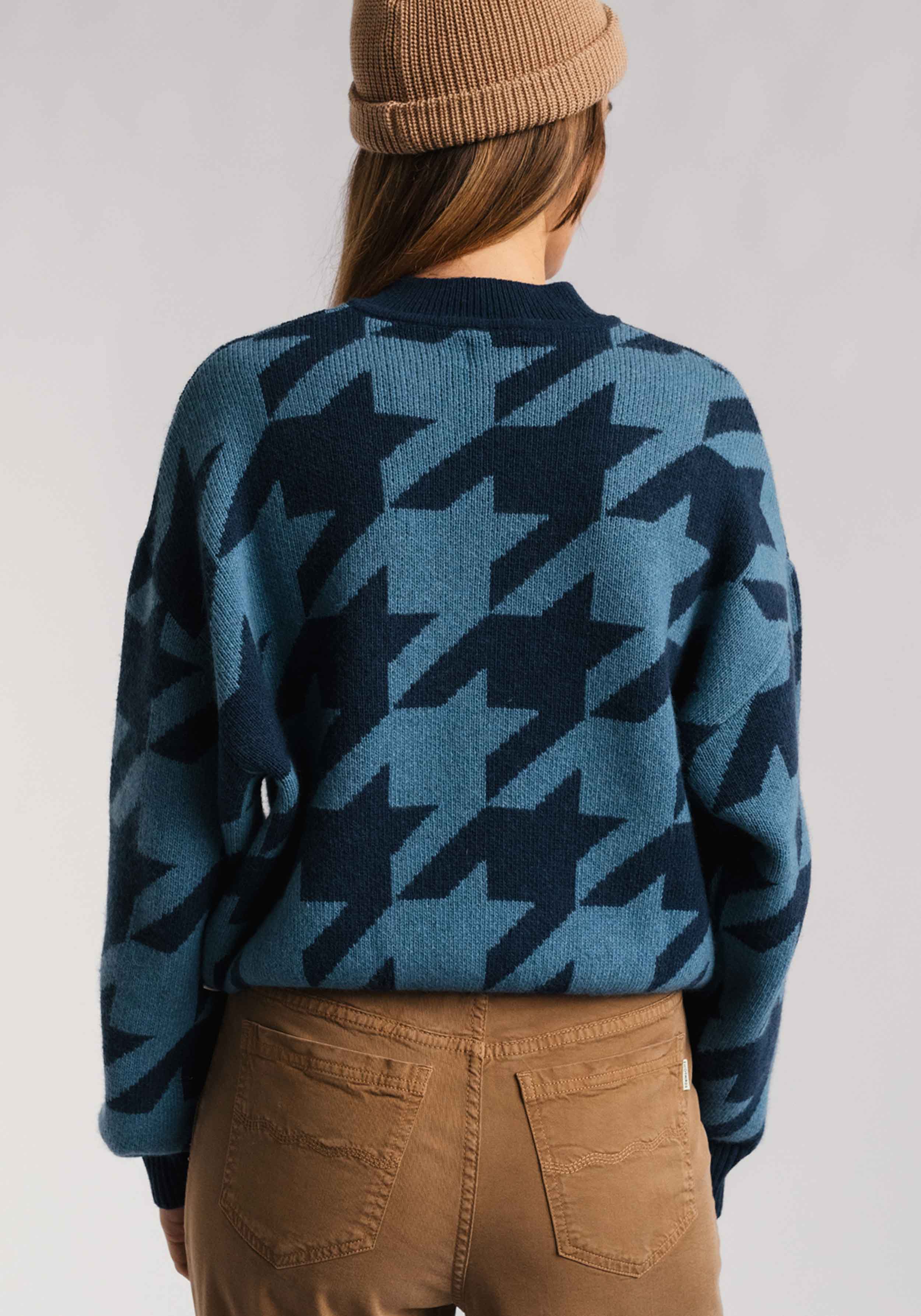 Twothirds Strickpullover Millisle Houndstooth Blue