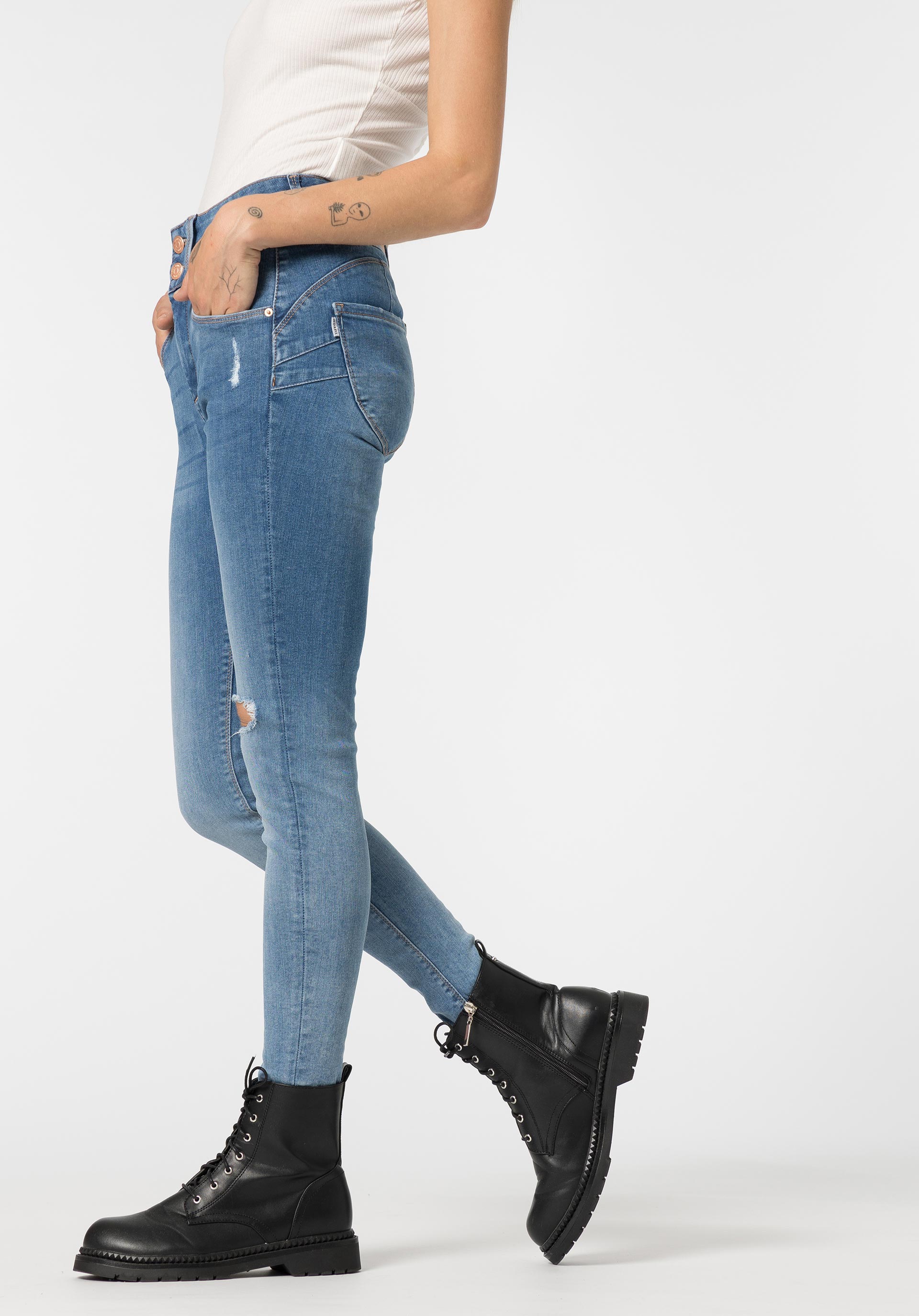 Jeans Double-up Skinny com Rasgões