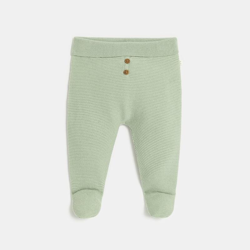 Pantalon à pieds en maille vert naissance Vert