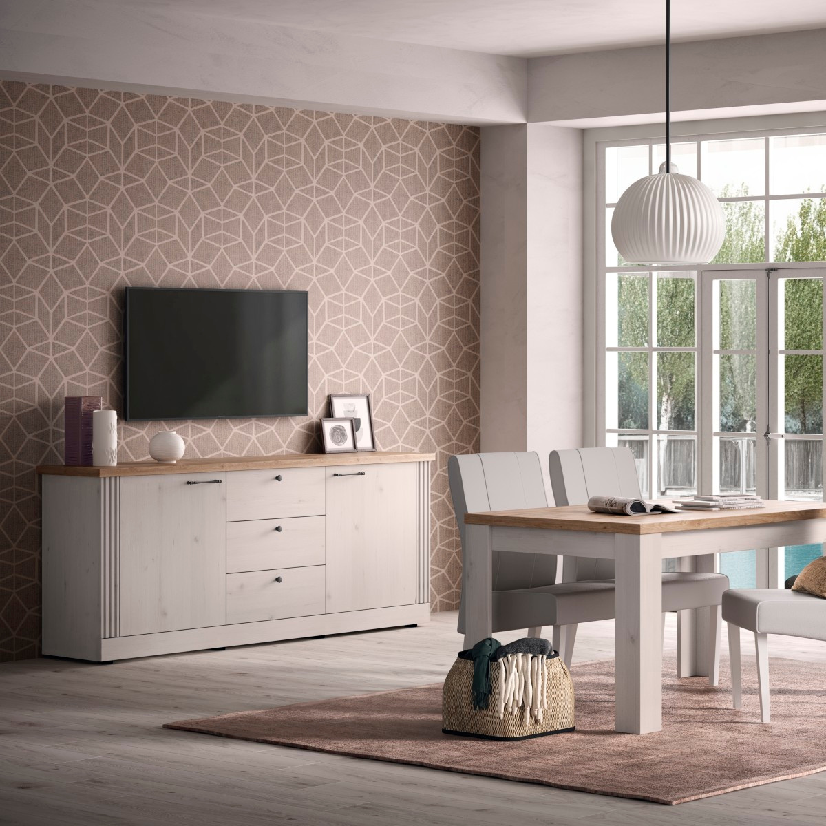 Calicosy - COUNTRY Dressoir met 2 deuren - H88 cm - Wit