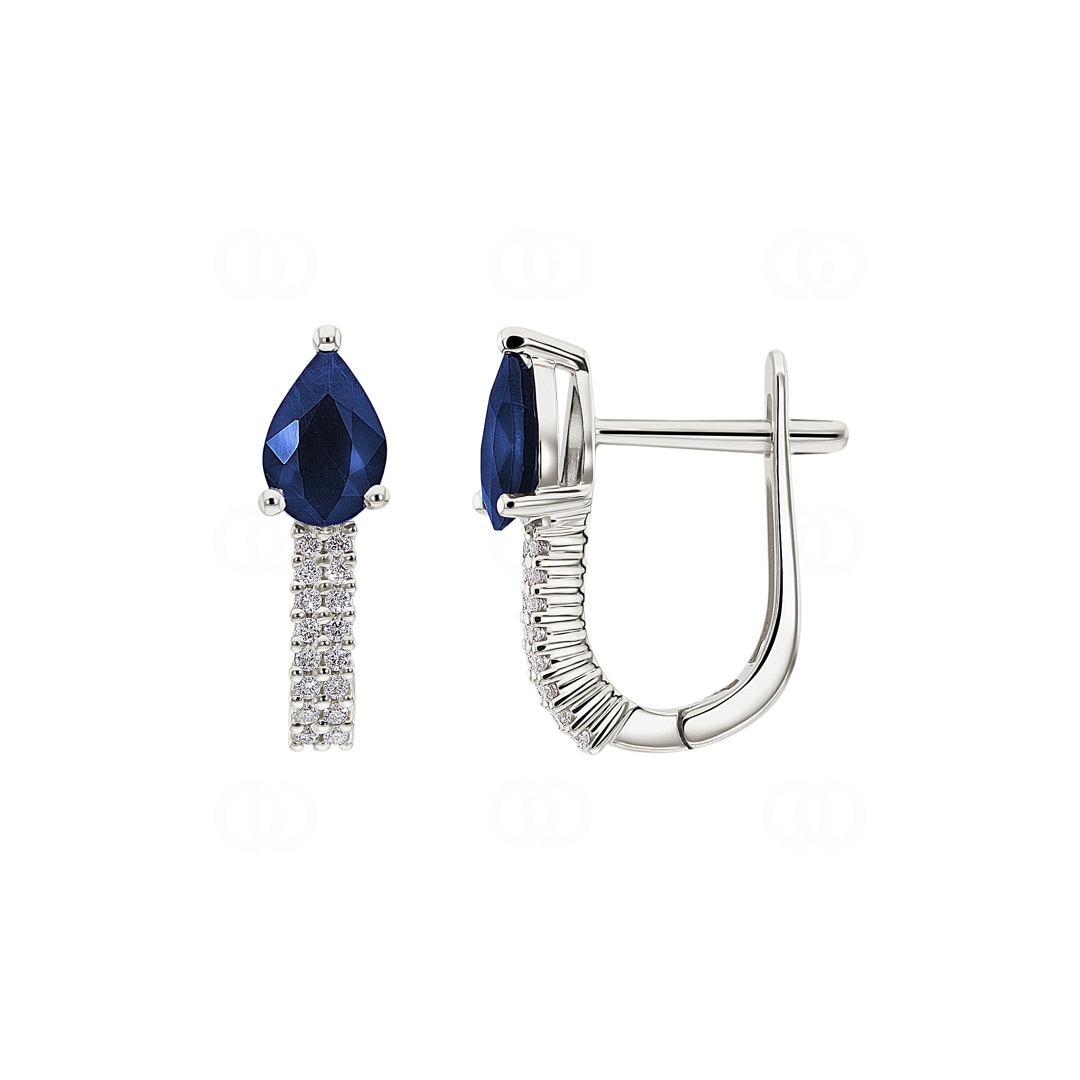 Kreolen 750/18 K Weissgold mit Saphiren und Diamanten 0.12 ct H/si