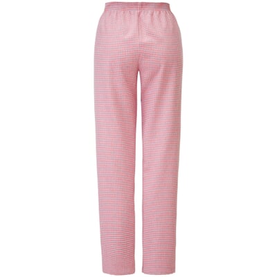 Damen-Flanellpyjama kariert, Rosé-Grau