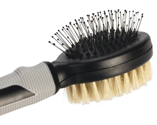 Bontborstel beeztees combinatieborstel ca. 20 x 6 x 6 cm grijs, zwart met zachte grip