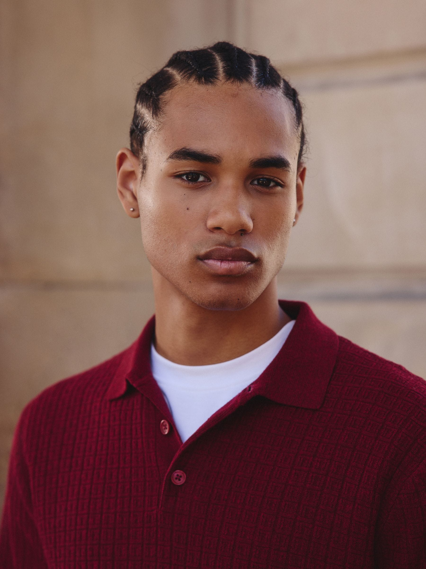 Rood - Textuur - Regular Fit Essential Long Sleeve Knitted Polo Shirt