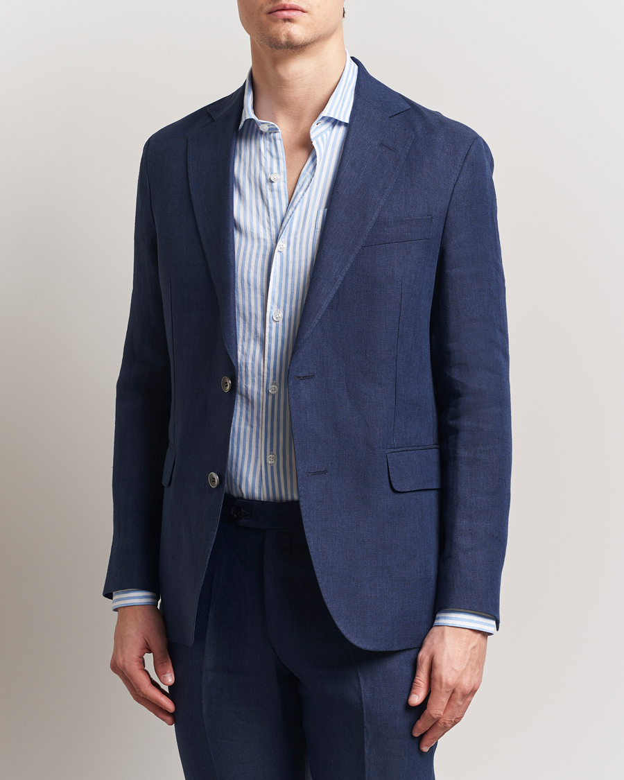 Oscar Jacobson Ferry Soft Linen Blazer Navy