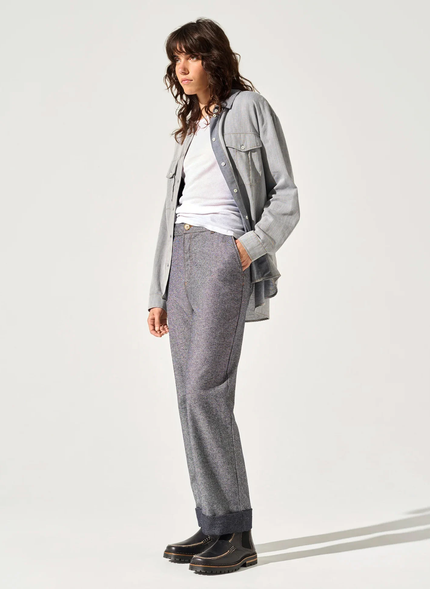 DAVOR - Pantalon large en denim | Bleu