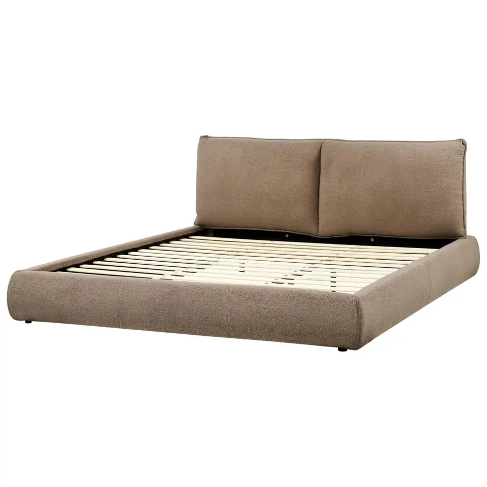 VINAY - Tweepersoonsbed - Taupe - 180 x 200 cm - Bouclé