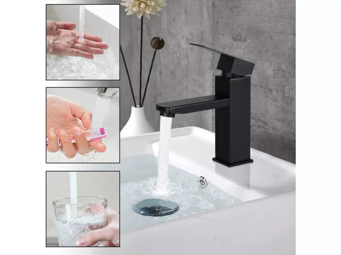 NETTLIFE robinet d'évier robinet chaud/froid robinet haute pression en acier inoxydable