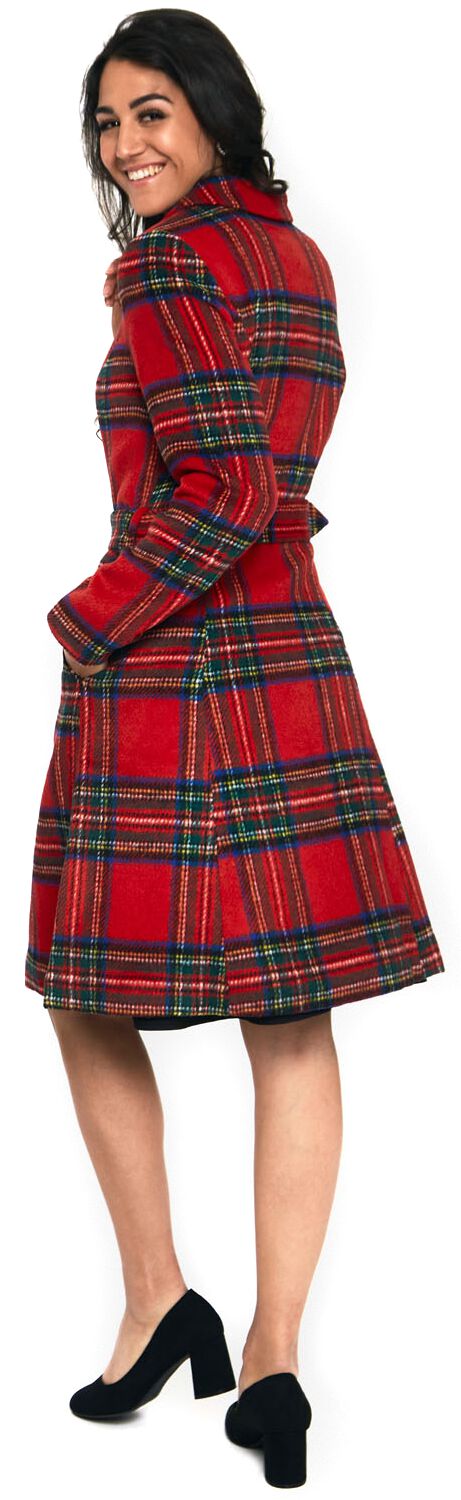 Manteau Tartan Nœud Amovible Margaret | Voodoo Vixen Manteaux