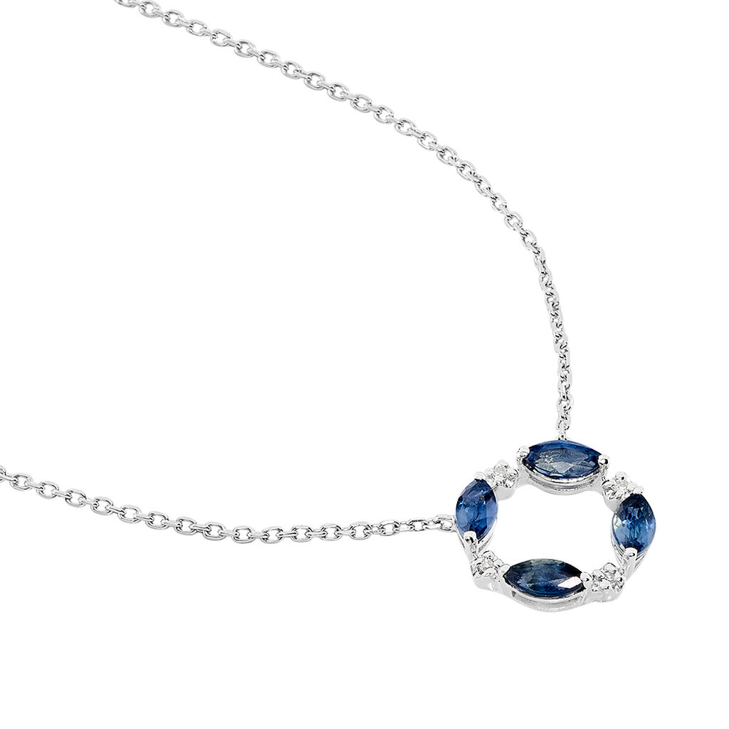 Collier Arlina Or Blanc Saphir Et Diamant