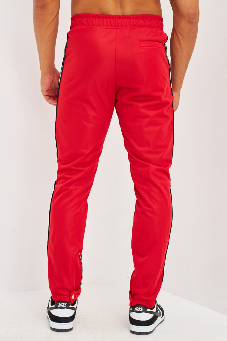 Jogging bandes latérales fermetures éclair rouge