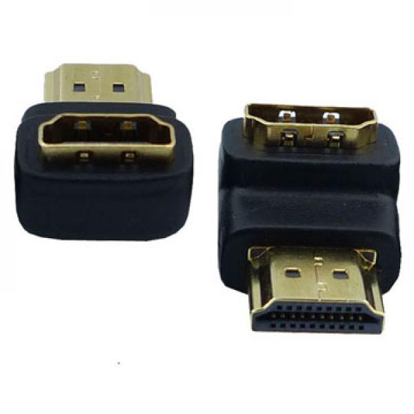 HDMI (Male) auf HDMI (Female) Gold 90° Grad Winkel Adapter - Schwarz